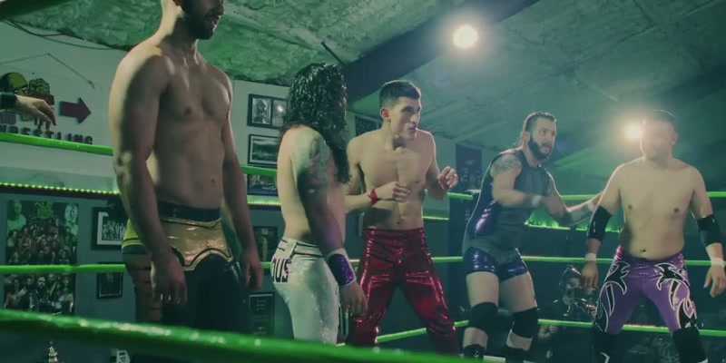 They get in the ring at the same time.-[bell rings]