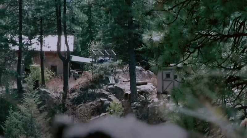 They make their way out with their weapons to the shed