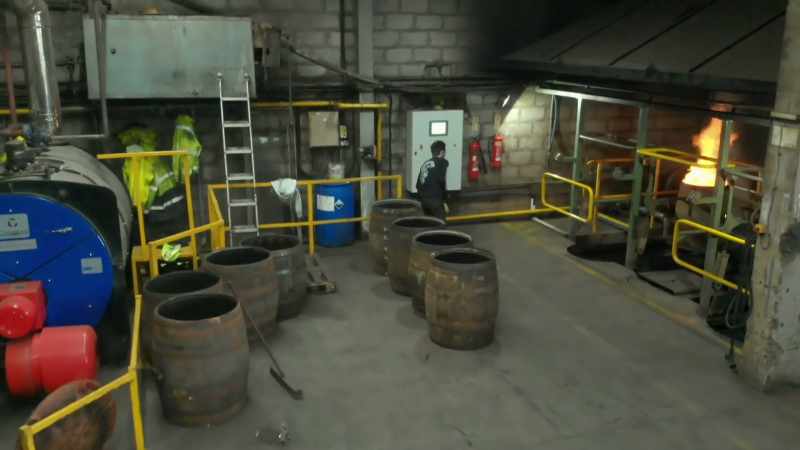 They set each cask alight with a flame thrower