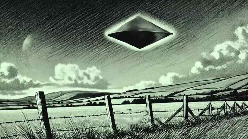 They then saw a large diamond shaped craft hovering