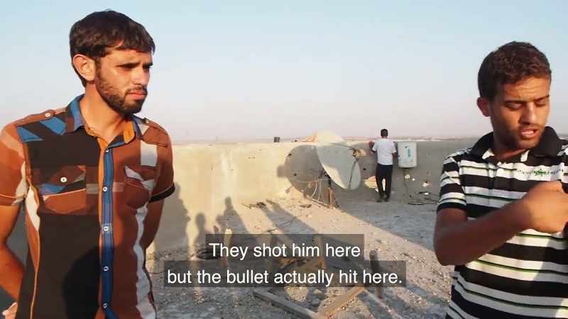 They thought he was dead, but the bullet hit his arm. That's his home