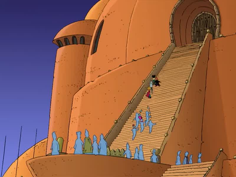 They're running up the stairs!