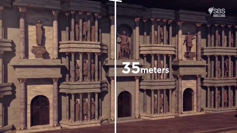 This 35-metre-high wall was opulently decorated