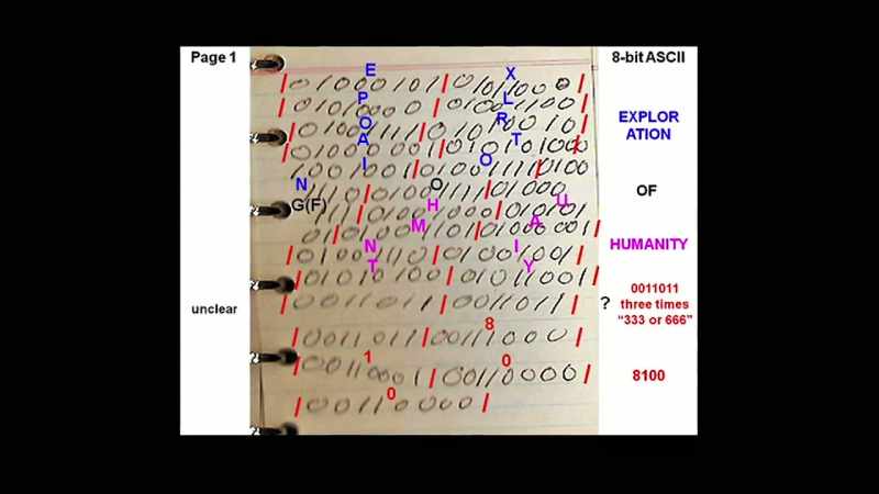 This is a page one of the binary code written down