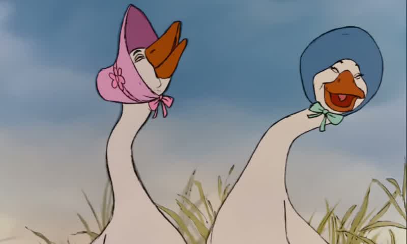 Thomas this is Amelia and Abigail GabbleYeah honey get those two web footed lifeguards out of hereNow now ThomasOK OK babyHiya chicksHow awfulWe're not chickens We're geeseNo I thought you were swans