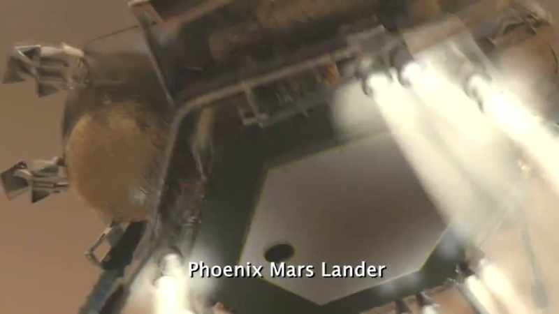 This animation shows the descent Phoenix probe to Mars