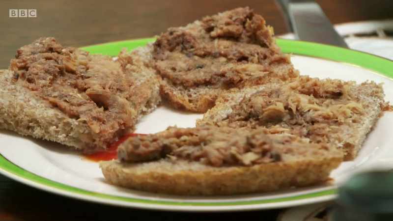 This is bread and pilchards. - I'm not looking forward to it