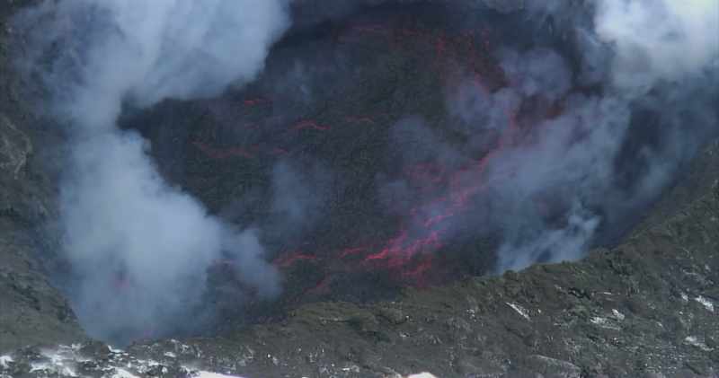 This close to the boiling magma, which frequently explodes