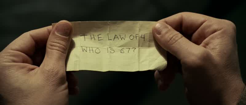 This is definitely Rachel's handwriting I have no idea what the law of four is though It's not a psychiatric term I'm afraid not Who is 67 Fuck if I know I have to say that's quite close to my