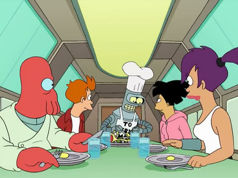 This is Bender's first meal