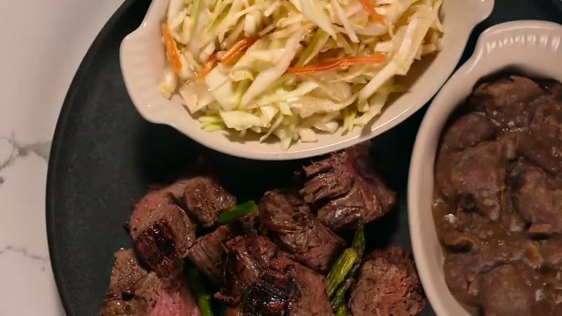 This is a root beer-marinated flank steak