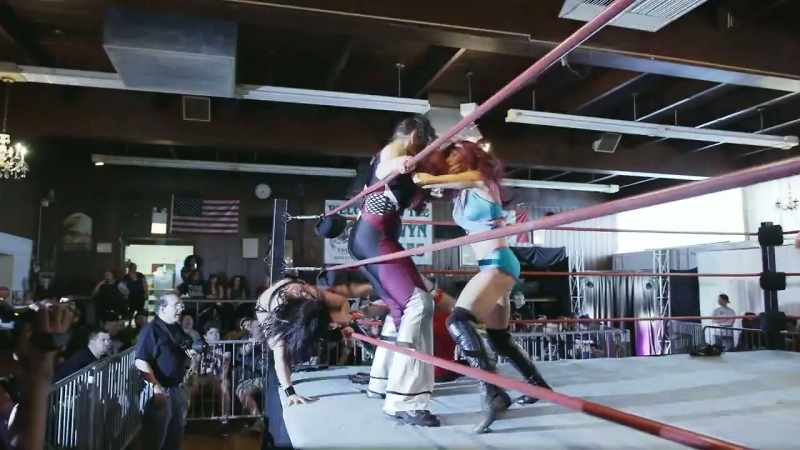 This is pro wrestling with female athletes