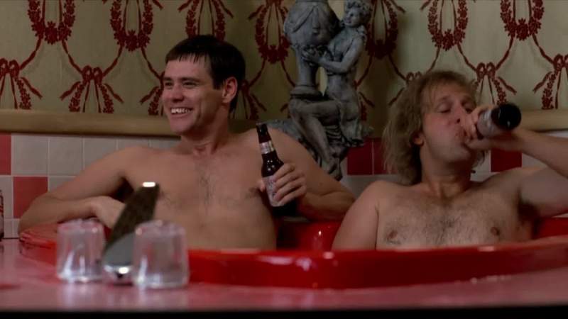 Yeah! Get her! - Ohh. - This is the life... cold beer, a hot tub and paper-thin walls. There's only