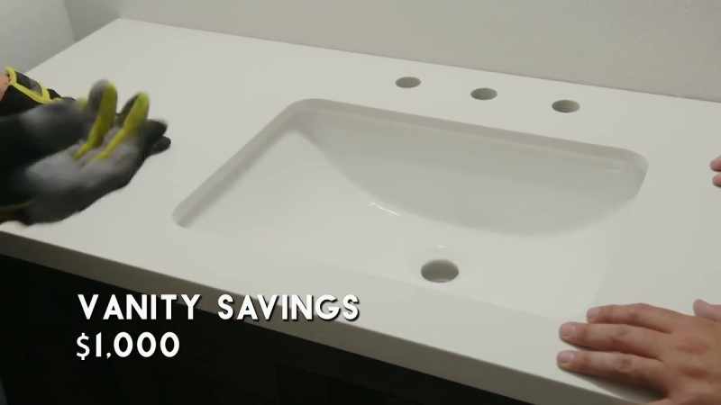 This white countertop's gonna match our glazed tile