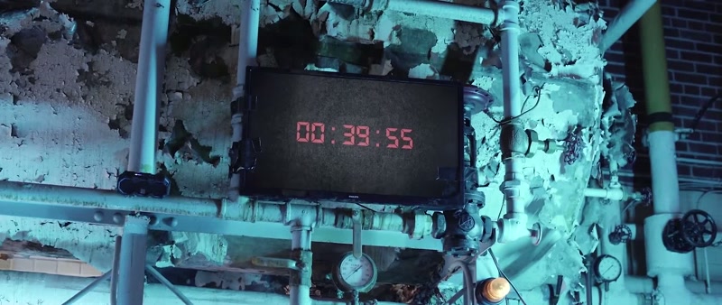 [timer beeping] [tense music]