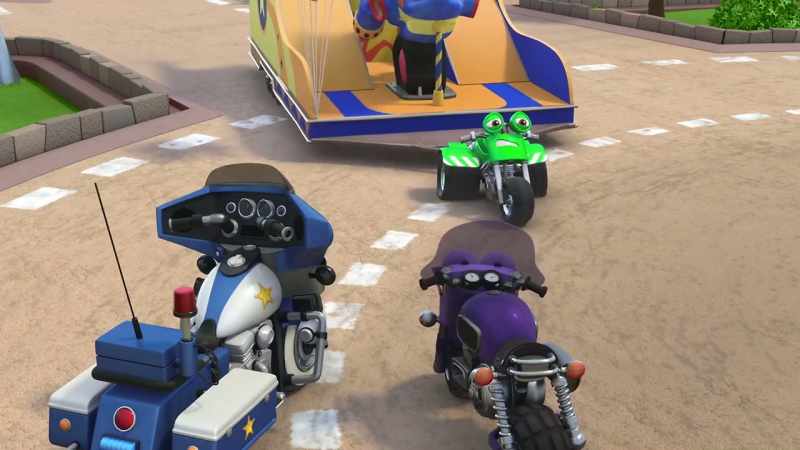 (tires screeching)