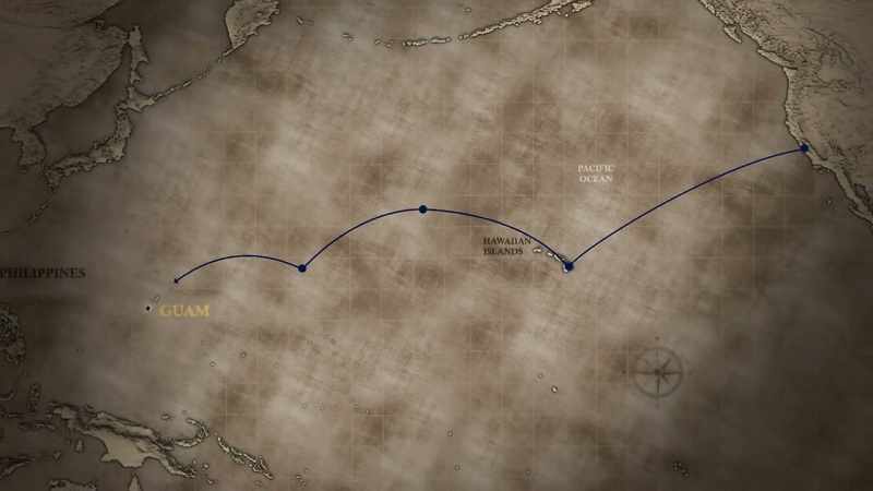 To fly between tiny dots scattered across the great sea