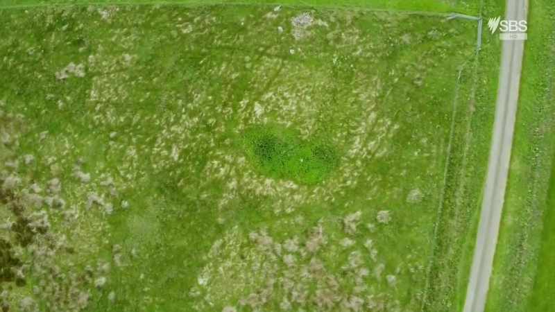 Today, from the air, the craters are still visible