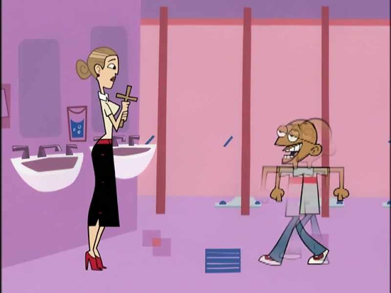 [toilet flushes]