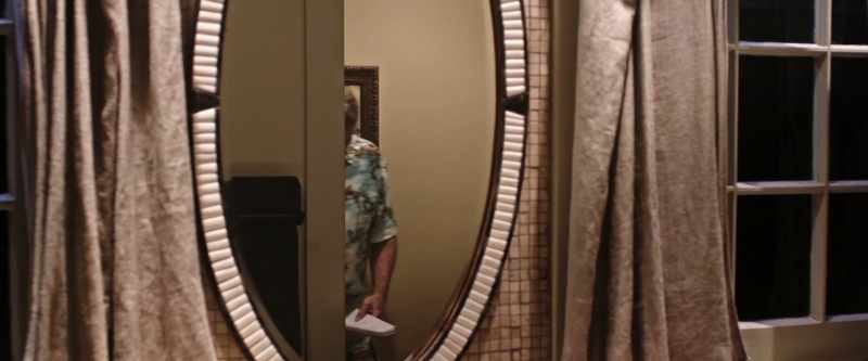 [Toilet flushes]