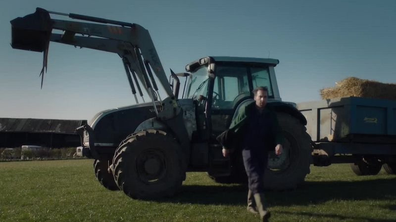 [Tractor door bangs]