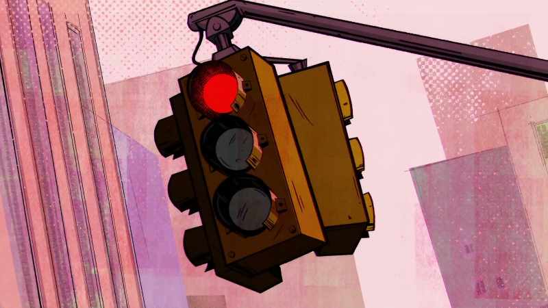 (traffic light beeping)