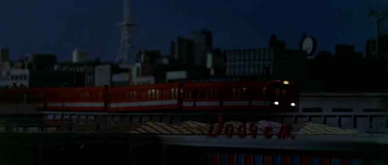 [train horn blaring]
