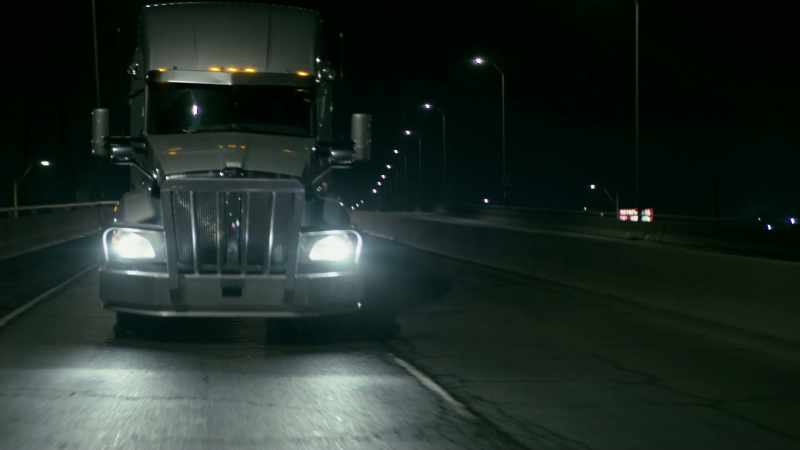 [ truck horn blaring ]