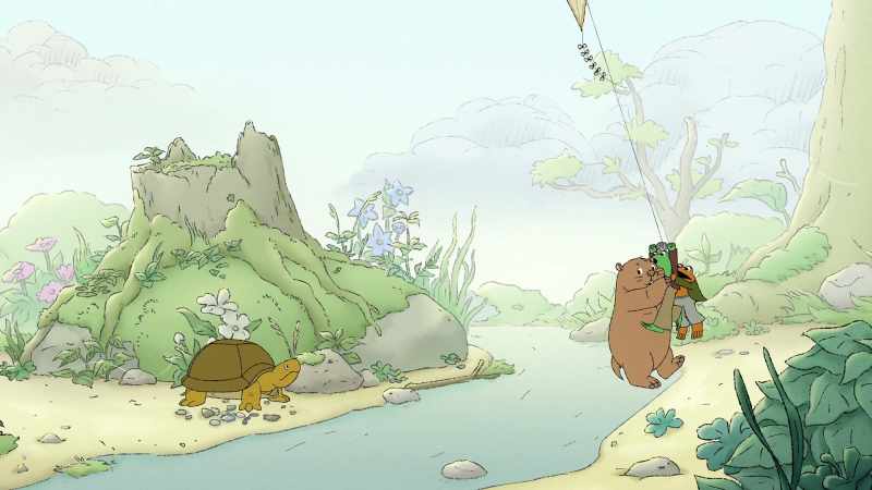 Turtle, grab ahold of us,and see if you can pull us down