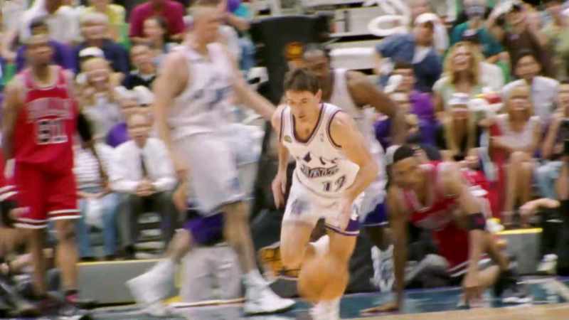 Twenty-one for Malone. Poked away by Hornacek