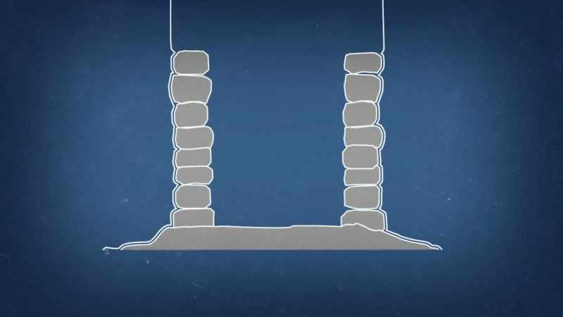 Two columns were built and the space between them