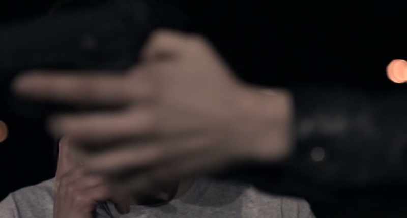 Two hands, point, squeeze, gun go boom