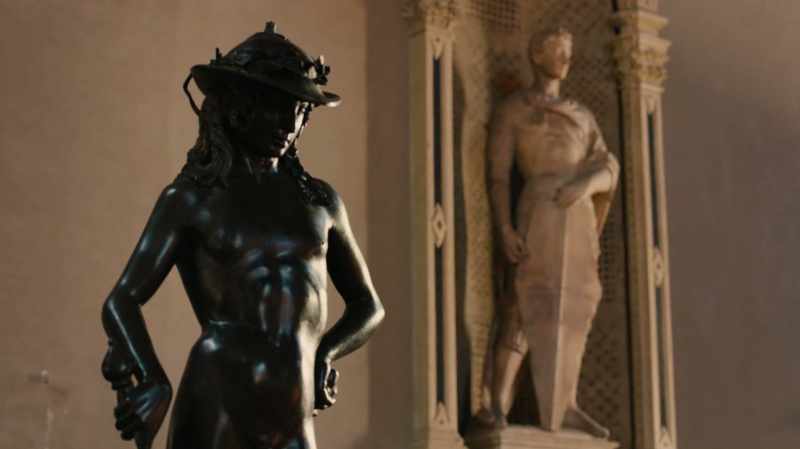 Two heroic statues made by the same artist