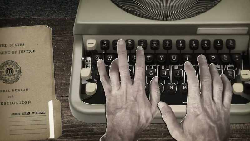 (TYPEWRITER KEYS CLACKING)