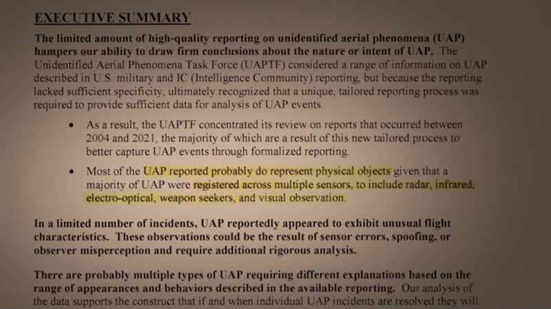 UAP represent physical objects
