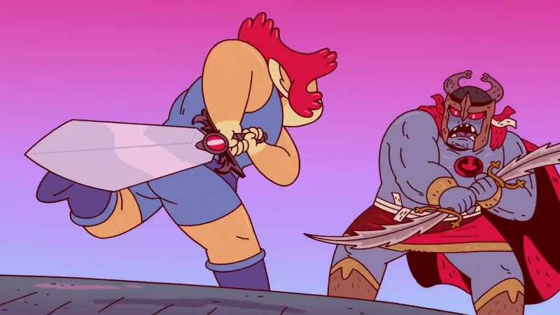 Uh, give up already. -[swords clashing]