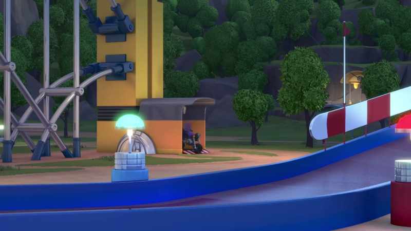 Uh-oh, she's sleep-biking up to the rollercoaster