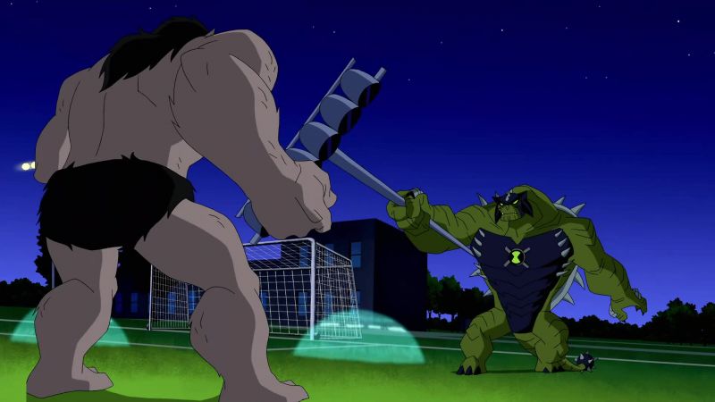 >> Ultimate Humongousaur: [ GRUNTS ]