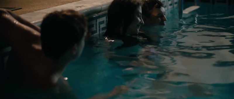 (upbeat pop music) (water sloshing)