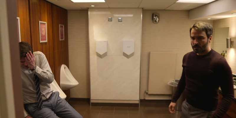 [urinal flushes]