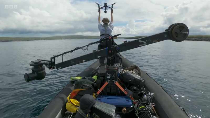 Using the drone, the team could follow as the pod spread out