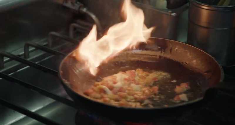 [Utensils clattering]