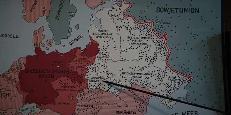 Vertically dashed in red are territories that we have occupied militarily