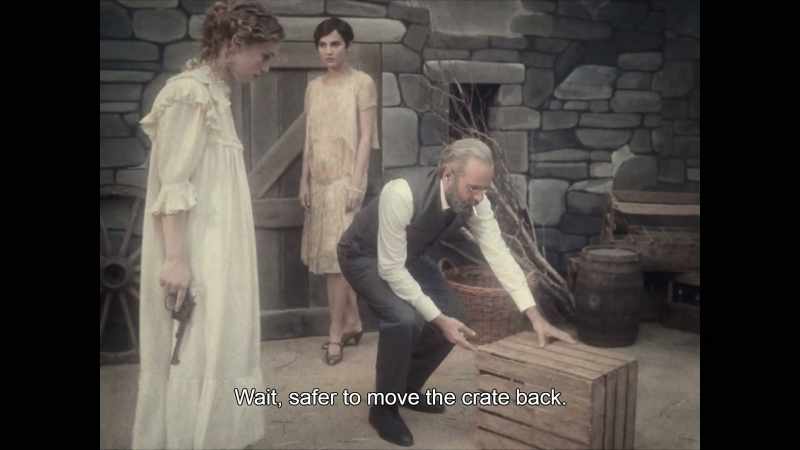 Wait, safer to move the crate back. There. Sit down