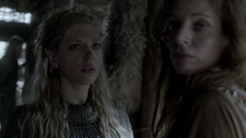 (Water churns as Ragnar rows)