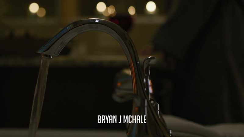 [water running]