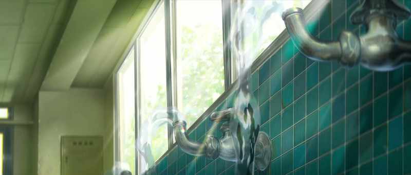 (water running)