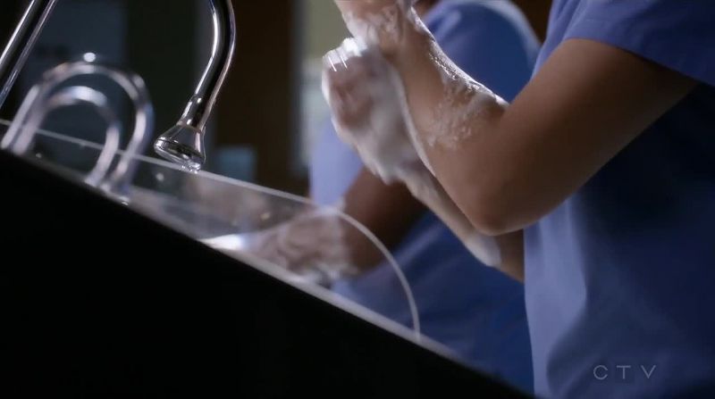 [Water running]