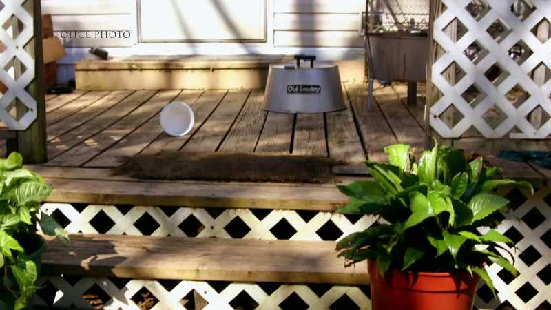We were able to see on her back porch the victim's phone