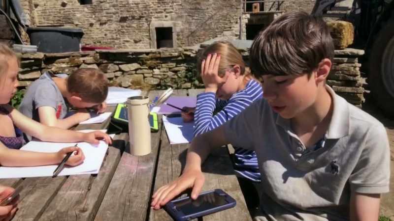 We are doing all our homework at home and since it's a nice day